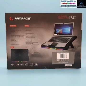 Rampage AD-RC8 SHOWY Fekete 180 mm-es ventilátor 15-17" RGB könnyű notebook hűtőállvány