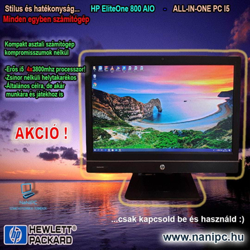 Minden egyben Számítógép HP EliteOne 800 G1 AIO AIO PC I5-4670/8/500/23”/DVDRW/23