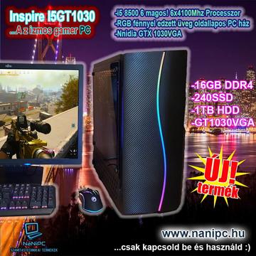 Az Izmos Inspire Gamer PC i5-8500/16DDR4/240SSD+1TB/GT1030 VGA