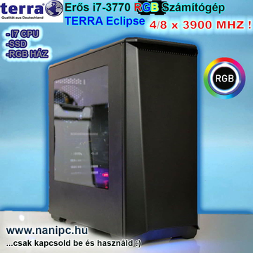 Erős RGB TERRA Eclipse PC i7-3770/8GB/240SSD Ingyen házhoz Garanciás Új termék