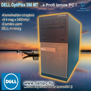Média Torony PC Dell Optiplex 390 MT i5-2400 4magos/8GB/250GB/DVDRW/HDMI Számítógép