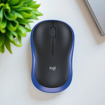 Logitech M185 kompakt vezeték nélküli egér fekete-kék színben