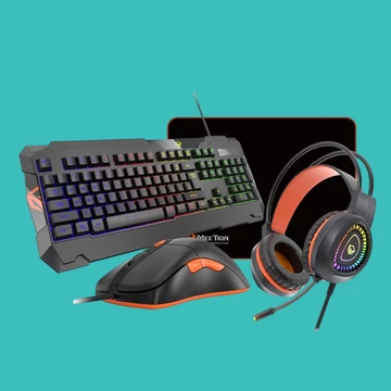 Meetion C505 4 in 1 Gaming készlet, Egér,  angol billentyűzet, fejhallgató, egérpad, RGB világítással