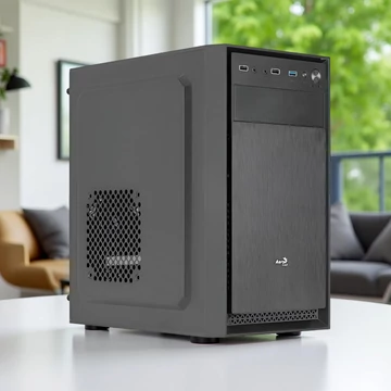 Aerocool Office microATX asztali számítógép elegáns fekete házban Windows 11 rendszerrel