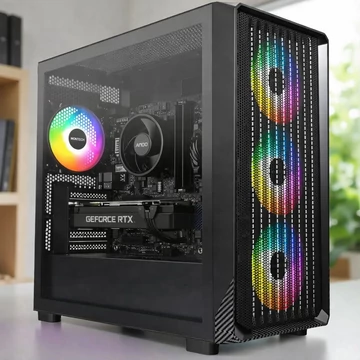 Montech X5M Black gaming számítógép AMD Ryzen 5 4500 processzorral és NVIDIA RTX 5060 8GB videókártyával