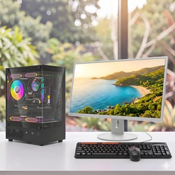 Formula V Line Crystal i3-13100F RTX 3050 6GB komplett PC szett Fujitsu 27 colos monitor Meetion wireless billentyűzet egér