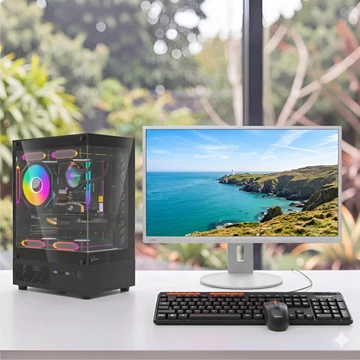 Formula V Line Crystal i3-13100F RTX 3050 8GB komplett PC szett Fujitsu 27 colos monitor Meetion wireless billentyűzet egér