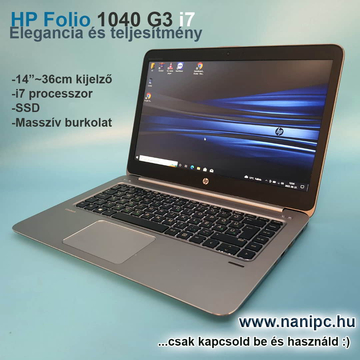 Elegáns és tartós HP EliteBook Folio 1040 G3/i7-6500U/8GB DDR4/512SSD/14/FHD