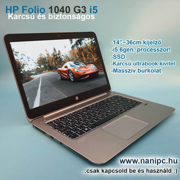 Karcsú és biztonságos HP EliteBook Folio 1040 G3/i5-6300U/8GB/256SSD/14