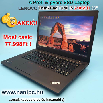 A Strapabíró Lenovo ThinkPad T440 i5-4200u/8/240SSD/14