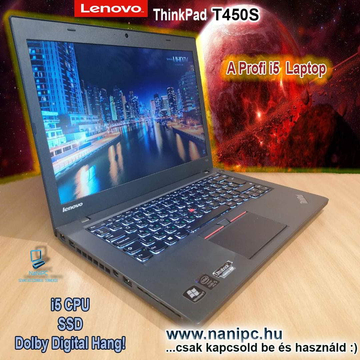 Megbízható LENOVO ThinkPad T450S I5-5300u/8GB/256SSD/14