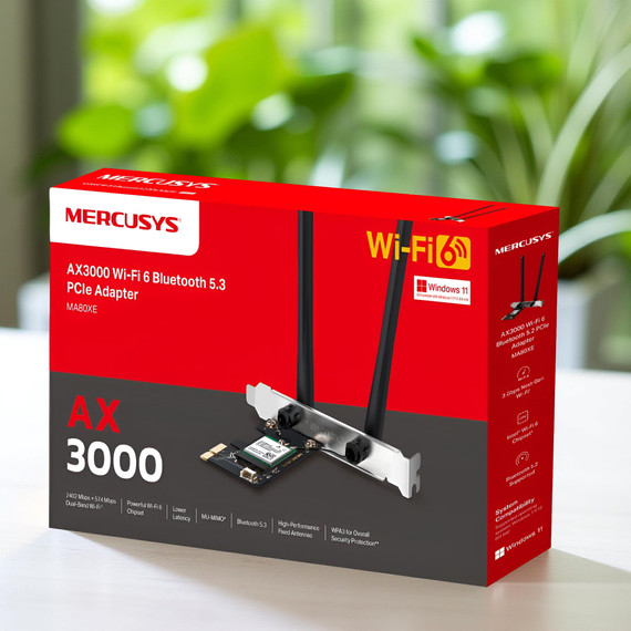 MERCUSYS MA80XE AX3000 Wi-Fi 6 Bluetooth 5.2 PCIe adapter