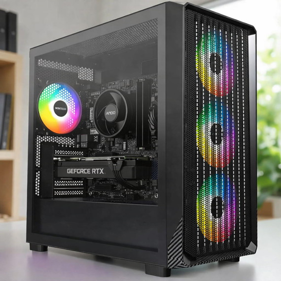 Montech X5M Black Ryzen 5-4500/16GB/1TB NVME/RTX5050 8GB Gamer PC