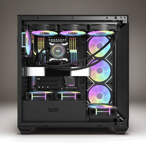 DARKFLASH i7-12700F/32DDR5/1TB NVME/RTX5060 8GB/Vízhűtés Gamer PC AKVÁRIUM házban