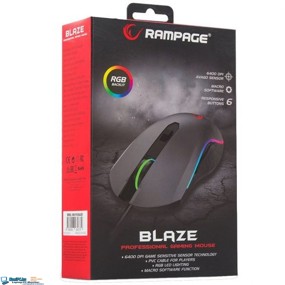 Rampage SMX-R70 Blaze gamer egér, piros/fekete