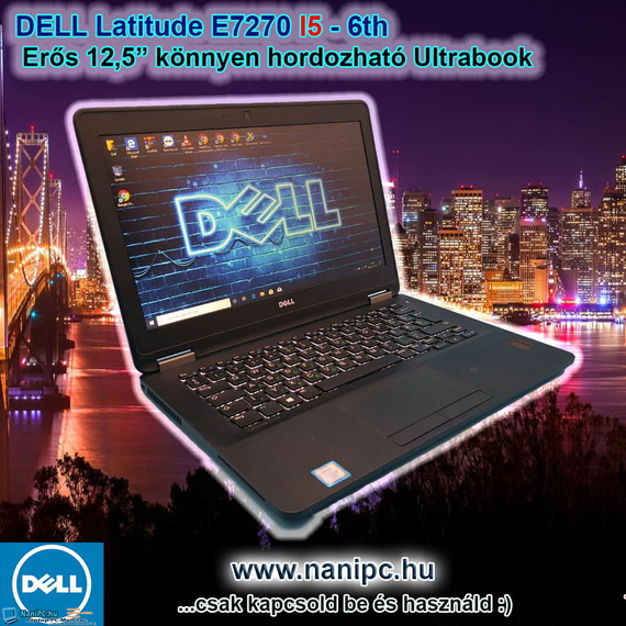 Karcsú és Erőteljes Dell Latitude E7270 i5-6300u/8GB DDR4/256SSD/12,5