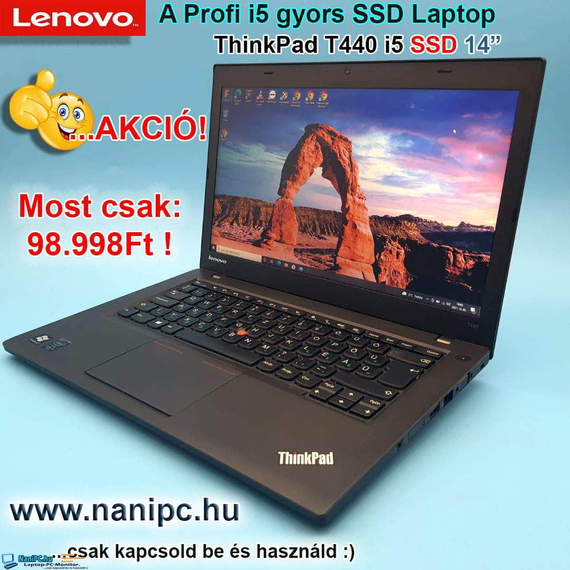 A Strapabíró Lenovo ThinkPad T440 i5-4300u/8/240SSD/14