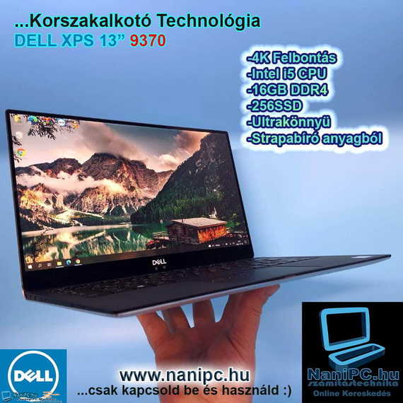 Korszakalkotó technológia Dell XPS 13 Touch 9370 i5-8350u/16DDR4/256SSD/13