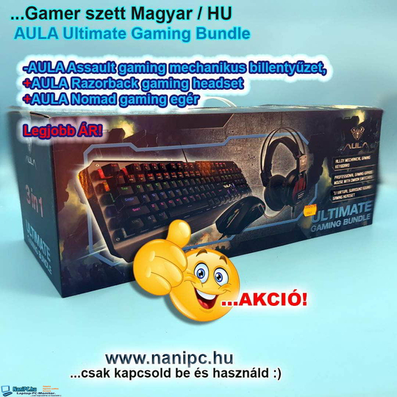 Akció! AULA Ultimate Gaming Bundle Gamer szett Magyar / HU