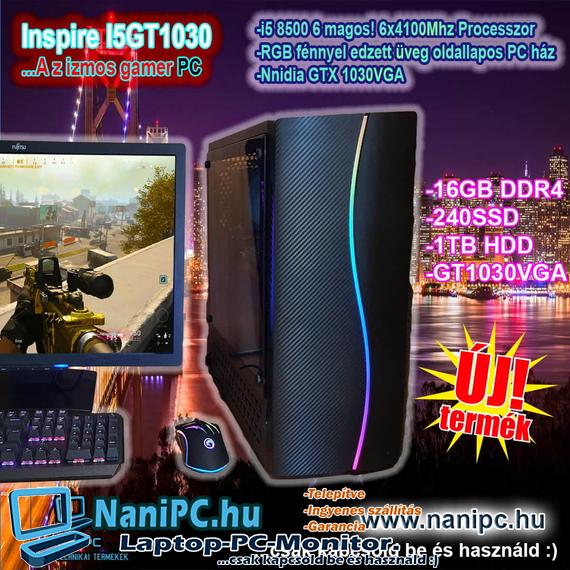 Az Izmos Inspire Gamer PC i5-8500/16DDR4/240SSD+1TB/GT1030 VGA