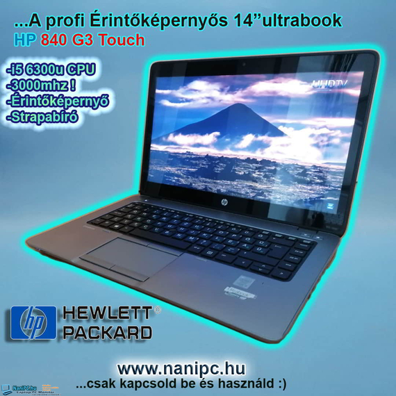 Munkára termett Érintőképernyős HP EliteBook 840 G3 I5-6300U/8GB/256SSD/14