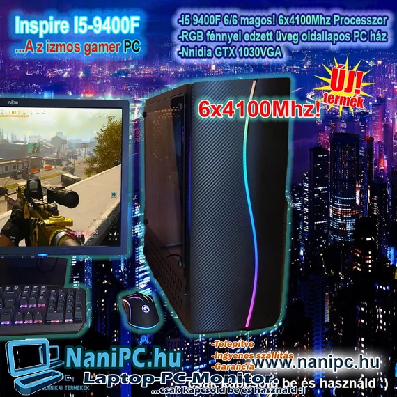 Inspire Gamer PC i5-9400F/16DDR4/240SSD+1TB/GT1030 VGA