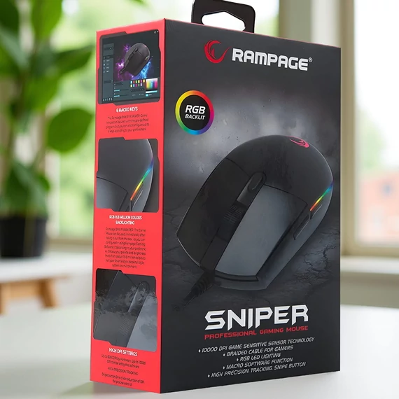 Rampage SMX-R18 Reaper USB Gaming Egér - Fekete