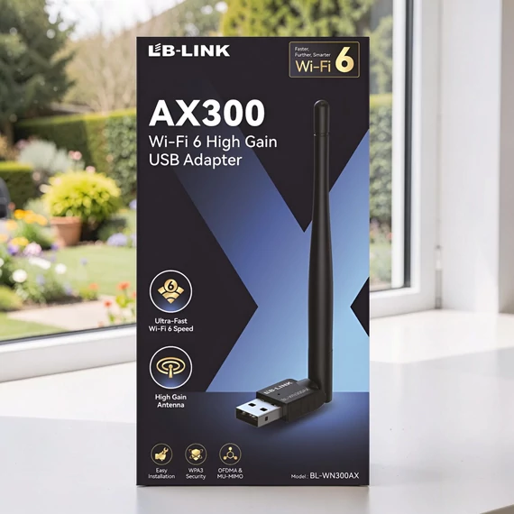 LB-LINK BL-WN300AX AX300 Wi-Fi 6 vezeték nélküli USB adapter nagy nyereségű külső antennával