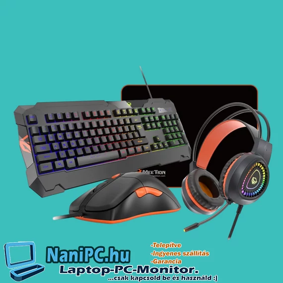 Meetion C505 4 in 1 Gaming készlet, Egér,  angol billentyűzet, fejhallgató, egérpad, RGB világítással