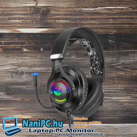 Rampage RM-K18 Double Black 7.1 USB fekete mikrofonos fejhallgató