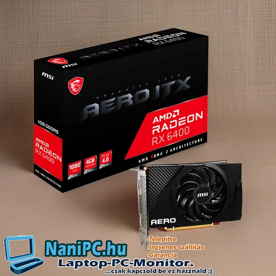AMD RADEON RX 6400 Aero ITX HDMI/DP/4GB GDDR6 videokártya