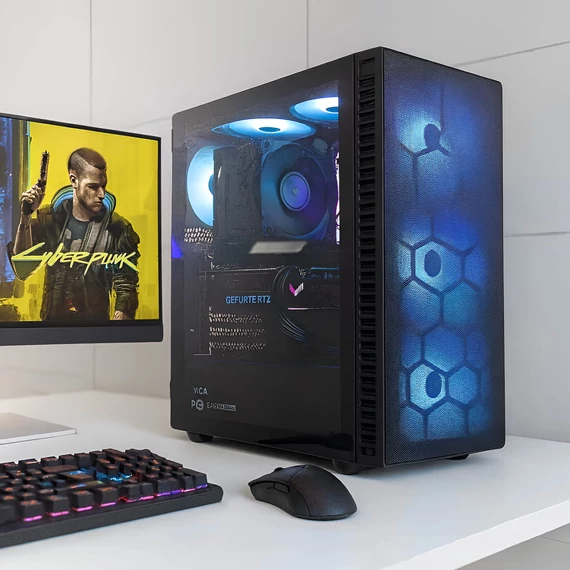 RGB Gamer PC AMD RYZEN 7 5700G 32GB RAM 1TB NVME SSD RX7600 8GB grafikus kártya toronyhűtő Observatory Mesh RGB ház