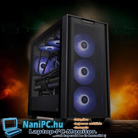 ASUS A21 RGB Gamer PC i7-14700F processzorral és RTX 4060 Ti grafikus kártyával, RGB ventilátoros MESH házzal