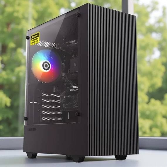 GameMax Edge Black számítógép Intel i5-14400 14. generációs processzorral és modern fekete gépházzal