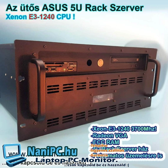 ASUS P8B-C4L 5U Rack SZERVER PC Xeon-E3-1240/16GB/500HDD Ingyen házhoz Garanciás