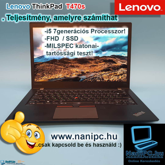 Az új Kategóriateremtő Lenovo T470s i5-7300u/8DDR4/256SSD/FHD/14”/7gen/Win 11 UltraBook