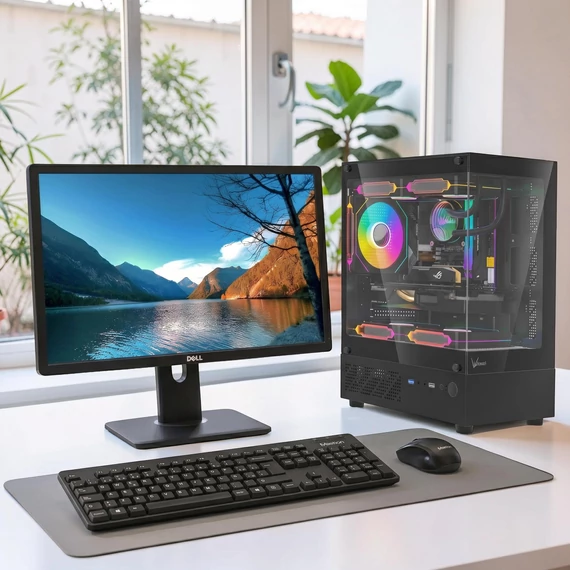 Formula V Line Crystal i3-13100F gamer PC szett Dell P2212H 22 colos Full HD monitorral és Meetion MT-C100 billentyűzet-egér kombinációval